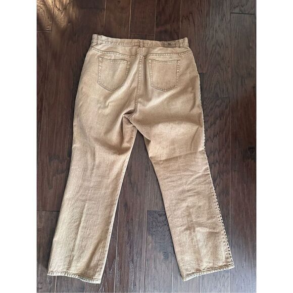 Lauren Ralph Lauren Tan Gold Studded Jeans - Picture 2 of 7